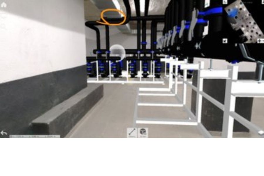 Superposición escáner de las instalaciones de tubos y la vista de colisiones que deberán ser solventadas.